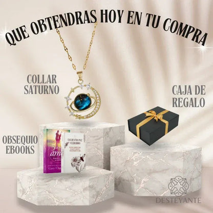 Collar Saturno | Baño de Oro + Caja Premium Gratis✨